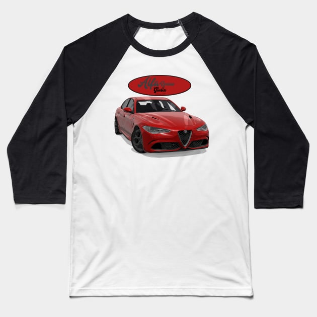 ALFA ROMEO Giulia Rosso Baseball T-Shirt by PjesusArt